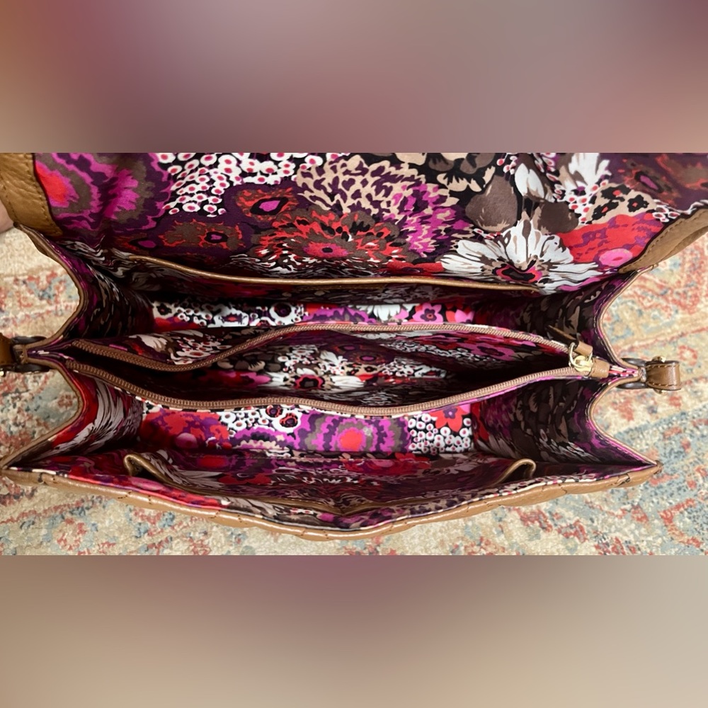 Vera Bradley Genuine Leather Lydia Satchel Cognac - Picture 11 of 14